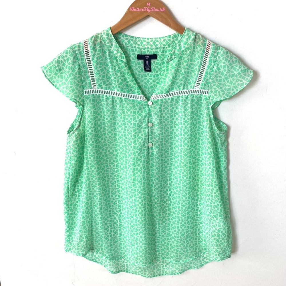 Gap Geometric print smock short cap sleeve blouse, Size M